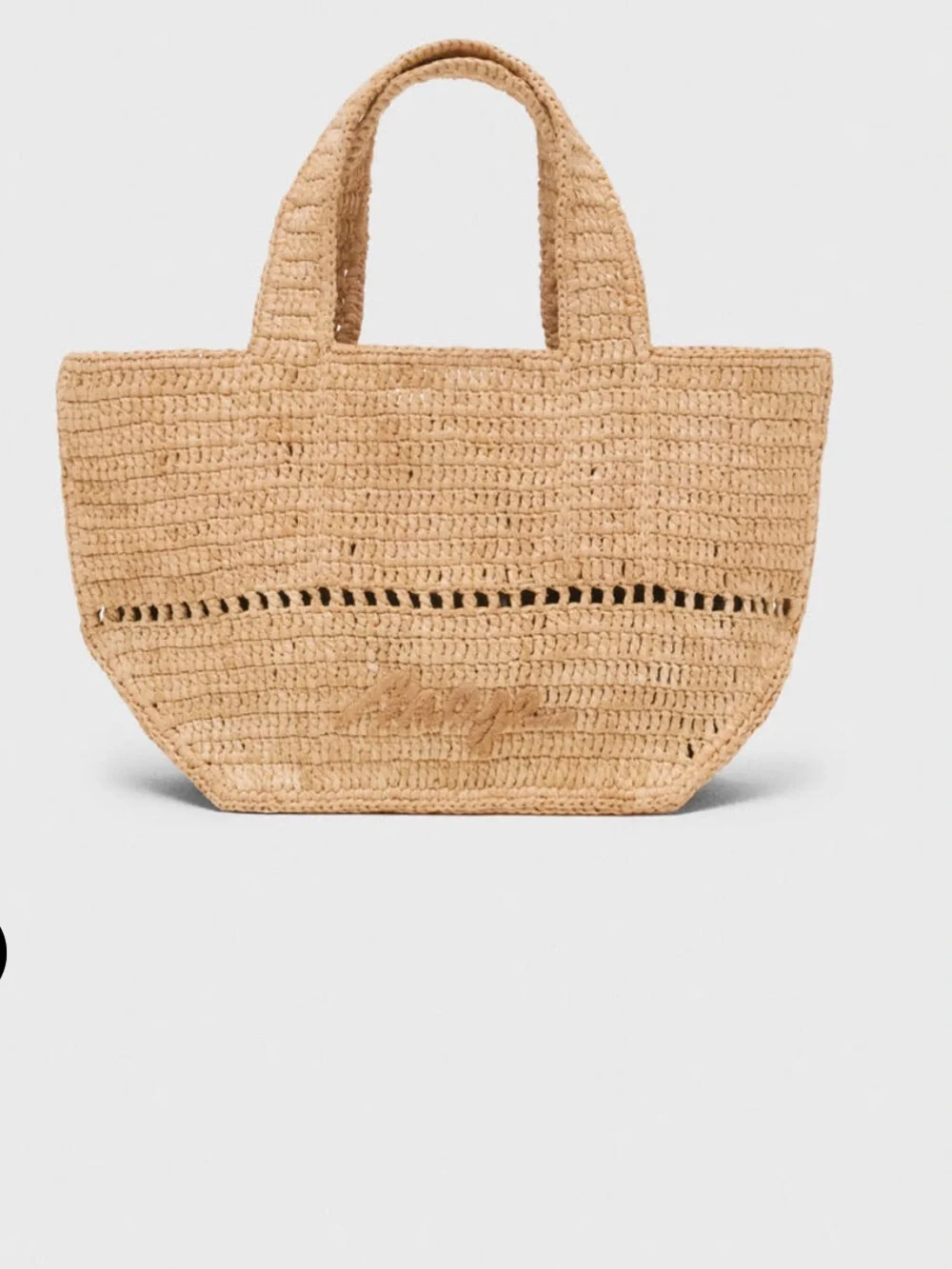 MAJE Woven Straw mini  Tote Bag in Natural Tan